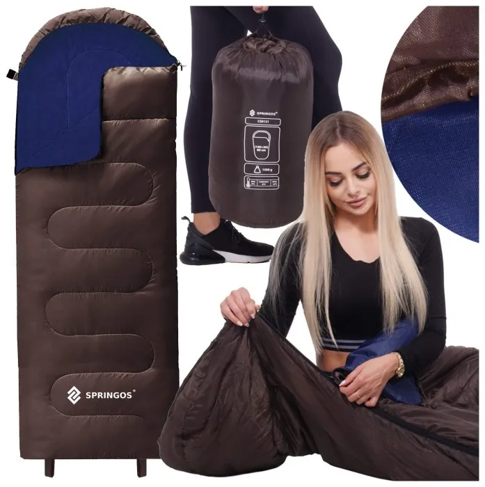 Спальний мішок (спальник) Springos 2 в 1 CS0121 0 ...+8 °C R Brown/Navy Blue