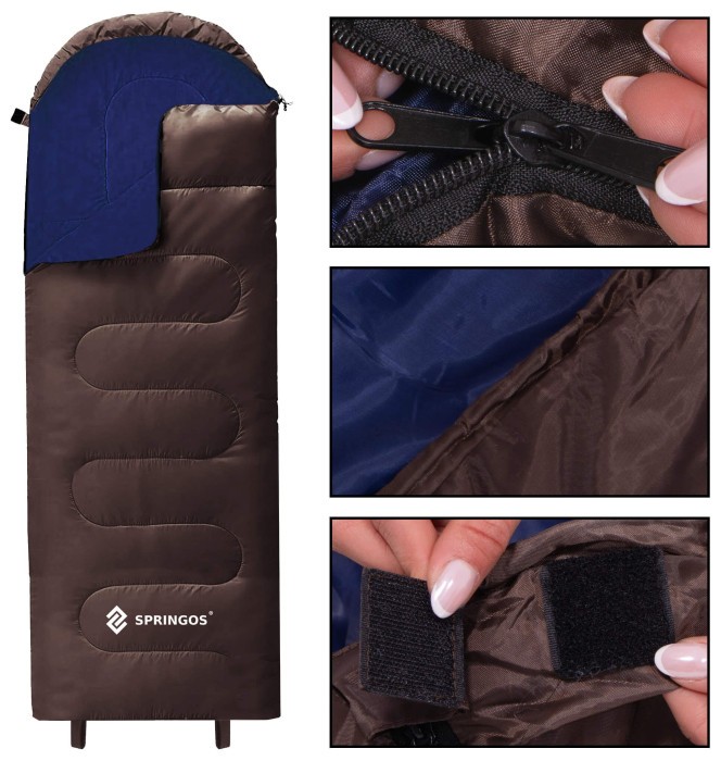 Спальний мішок (спальник) Springos 2 в 1 CS0121 0 ...+8 °C R Brown/Navy Blue