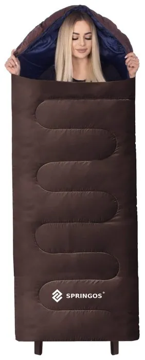 Спальний мішок (спальник) Springos 2 в 1 CS0121 0 ...+8 °C R Brown/Navy Blue