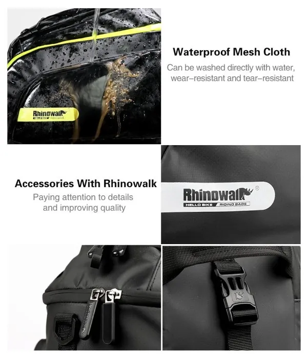 Велосумка на багажник із тримачем для фляги Rhinowalk Multifunctional 17л RK19666 Black, Чорний