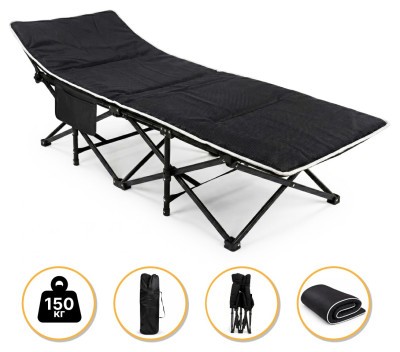 Туристична похідна розкладачка з Mesh-матрацом LEOBRO Black (LB-CC-L1-BLK)