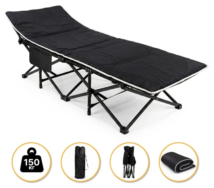 Туристична похідна розкладачка з Mesh-матрацом LEOBRO Black (LB-CC-L1-BLK)
