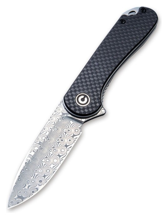 Ніж складаний кишеньковий Civivi Elementum, (7.5 см) Damascus / Carbon Fiber & G10, укр, укр