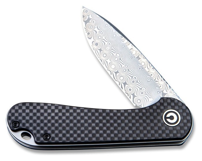 Ніж складаний кишеньковий Civivi Elementum, (7.5 см) Damascus / Carbon Fiber & G10