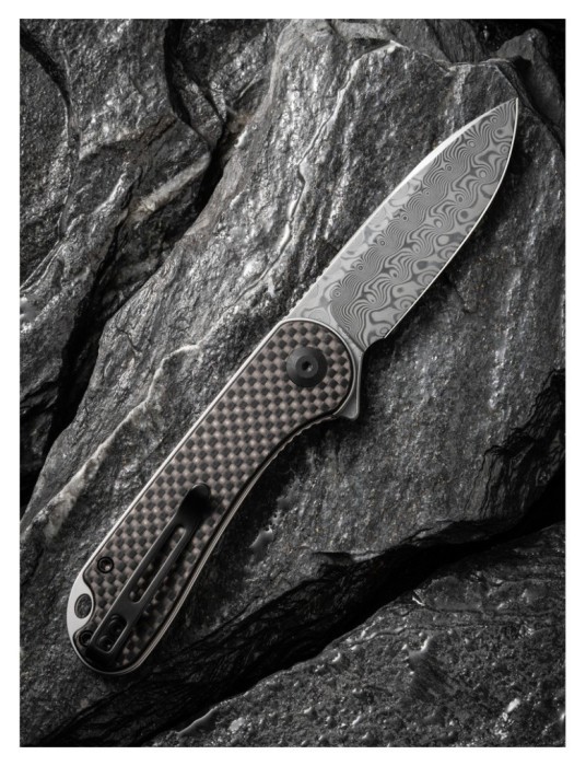 Ніж складаний кишеньковий Civivi Elementum, (7.5 см) Damascus / Carbon Fiber & G10, укр, укр