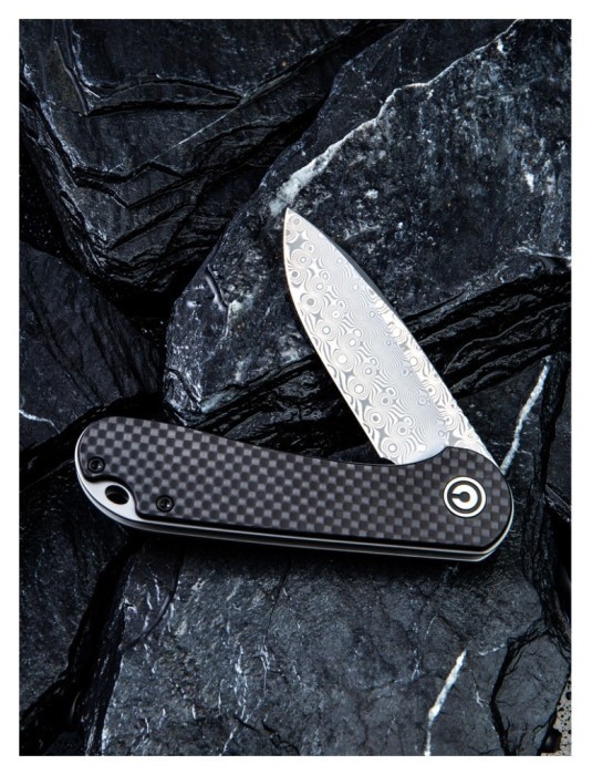 Ніж складаний кишеньковий Civivi Elementum, (7.5 см) Damascus / Carbon Fiber & G10, укр, укр