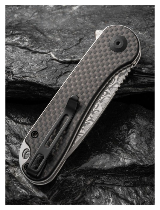 Ніж складаний кишеньковий Civivi Elementum, (7.5 см) Damascus / Carbon Fiber & G10, укр, укр