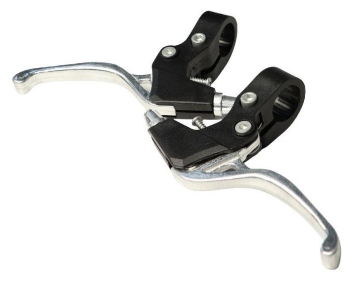 Ручки гальмівні Алюмiнiй + пластик під 2 пальці . PJ-65PA чорний зі сріблястим, укр, укр