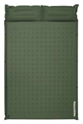 Матрас туристический с подушкой, самонадувающийся двухместный Naturehike CNK2550WS025, влагостойкий, 200 х 130 х 3 см, зеленый