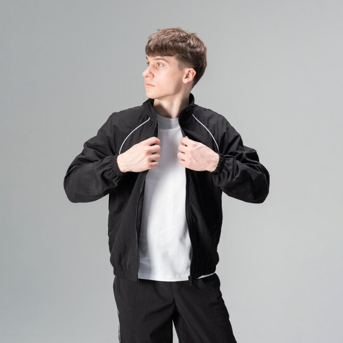 Легкий спортивный костюм Slavni мужской черный, Демисезонный костюм Slavni Porto черный