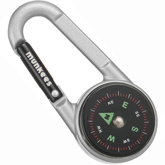 Munkees 3135 карабін Compass with Thermometer silver
