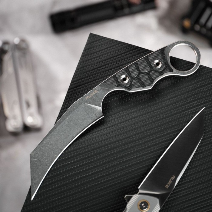 Ніж фіксований туристичний Ruike FS68, (8.6 см) 14C28N / G10 чорний, укр, укр