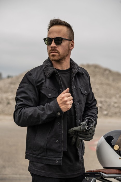 Мотокуртка PandoMoto HUSKY Black Sherpa Trucker Jacket