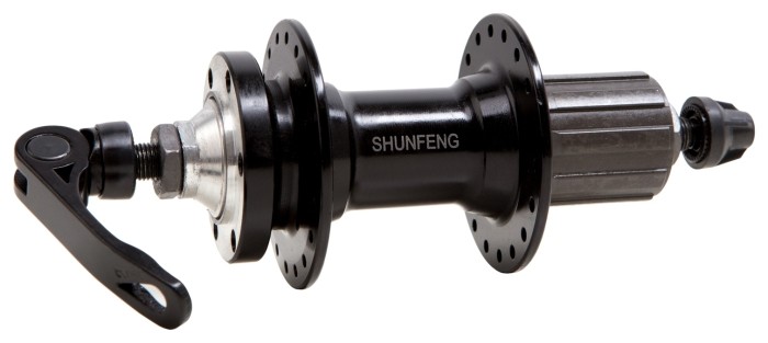 Втулка задняя AL 32H под диск SHUNFENG SF-A217R черн. с эксцентрич. пром. подшип. под кассету 8-9-10