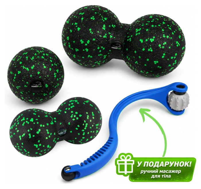 Набір масажних м'ячиків PowerPlay 4007 EPP Massage Ball Чорно-Зелені (3 шт.)