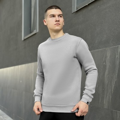 Свитшот мужской однотонный стальной Pobedov 007 ЗИМА