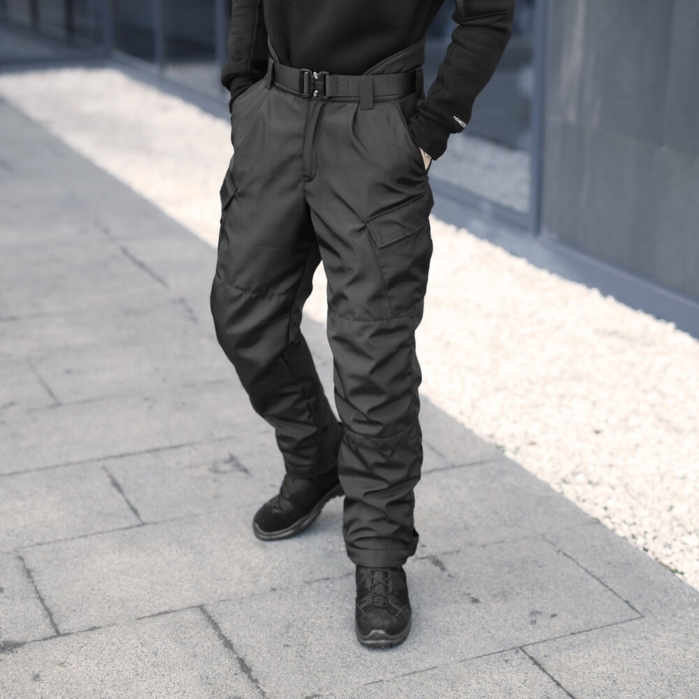 Чоловічі ватні зимові штани Pobedov Fight. Чорні зимові чоловічі брюки, укр, укр