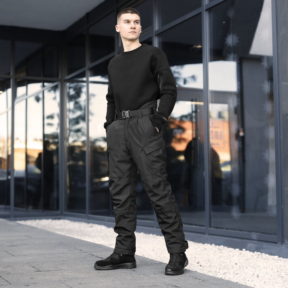 Чоловічі ватні зимові штани Pobedov Fight. Чорні зимові чоловічі брюки, укр, укр