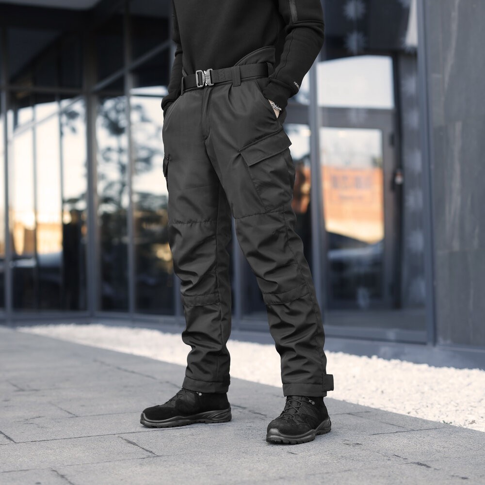 Чоловічі ватні зимові штани Pobedov Fight. Чорні зимові чоловічі брюки, укр, укр