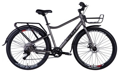 Велосипед ST 27.5" Dorozhnik UTILITY под кассету рама- " с багажником задн St с корзиной St с крылом Pl 2024 (мокрый асфальт )