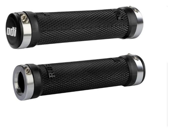 Гріпси ODI Ruffian MTB Lock-On Bonus Pack Black w/Silver Clamps (чорні з серебристими замками), укр, укр