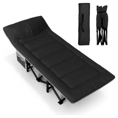 Туристична похідна розкладачка з вбудованим матрацом LEOBRO Black (LB-CC-K1-BLK)