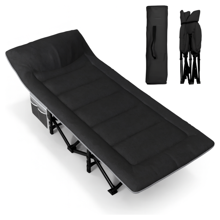 Туристична похідна розкладачка з вбудованим матрацом LEOBRO Black (LB-CC-K1-BLK)
