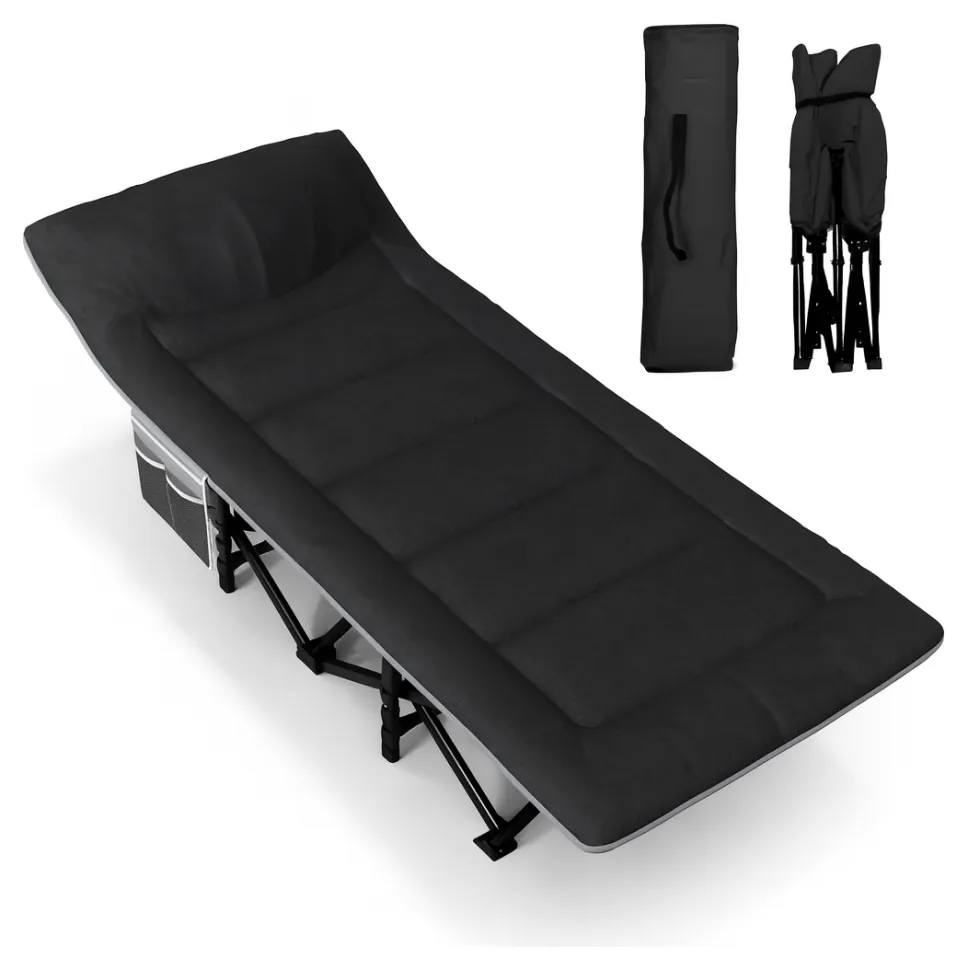 Туристична похідна розкладачка з вбудованим матрацом LEOBRO Black (LB-CC-K1-BLK) (LEO_LB-CC-K1-BLK)