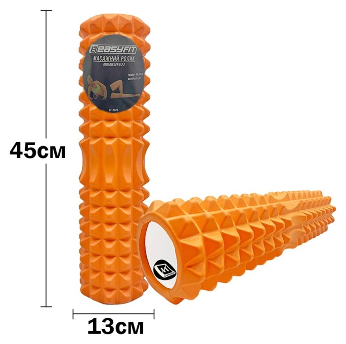 Масажний ролик EasyFit Grid Roller 45 см v.2.2 Синій, укр, укр