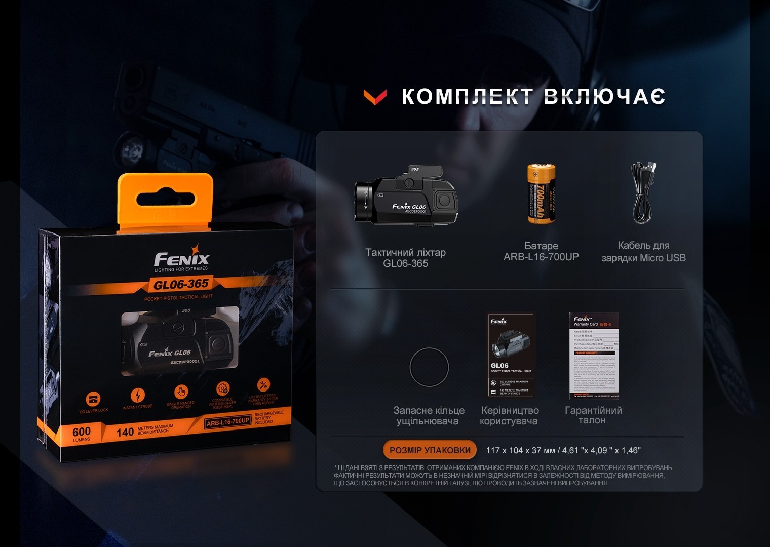 Фонарь для пистолета Fenix GL06-365