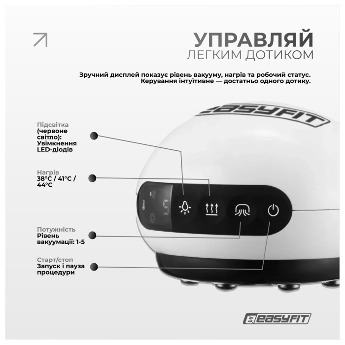 Вакуумний масажер для тіла EasyFit CupPro: банка з підігрівом та ІЧ-світлом