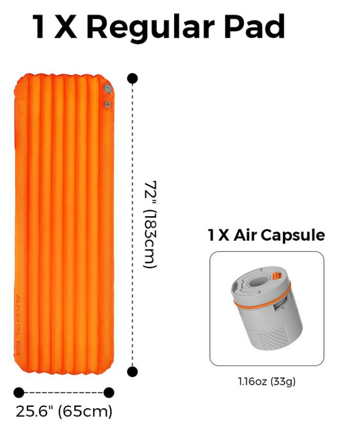 Килимок самонадувний Flextail Tiny Slleeping Pad R05 AVS, розмір L (196 х 55 х 7 см), помаранчевий, укр, укр