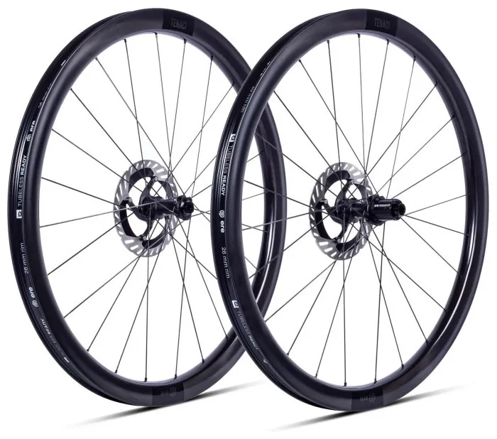 Колесо пров. + задн. 28" ERE TENACI GA40 CARBON, Gravel, 100x12/142x12, CL, HG11, tubeless, чорний сатин