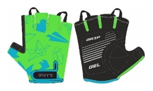 Рукавички дитячі GREY'S з коротким пальцем, гелеві вставки, зелено-чорні, укр, укр