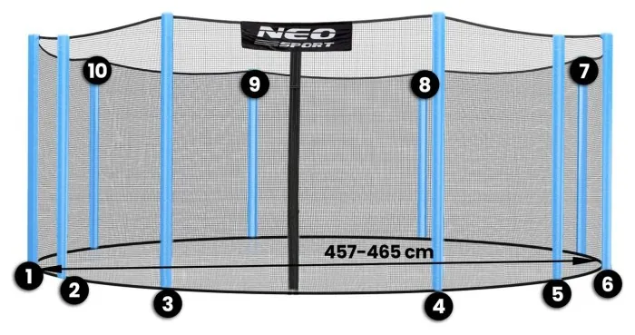 Захисна сітка для батута Neo-Sport 465 см 15 футів 10 стійок