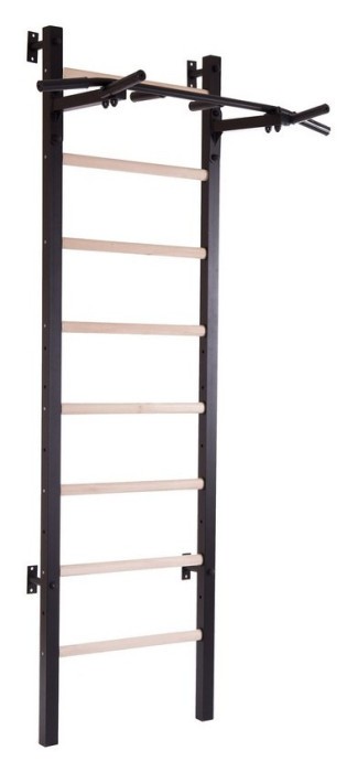 Шведська стінка-стійка з турником брусами та лавкою для преса та спини Master Wood PRO, сталь, дерево