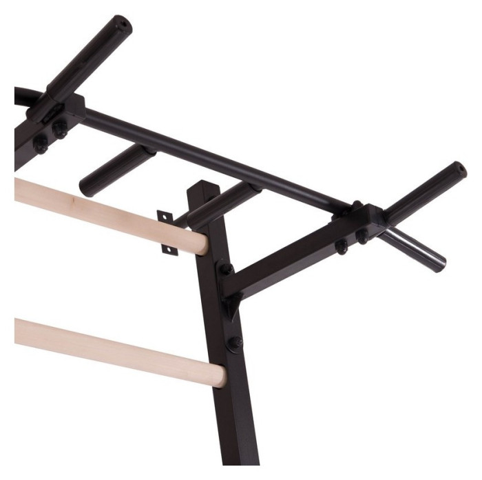 Шведська стінка-стійка з турником брусами та лавкою для преса та спини Master Wood PRO, сталь, дерево, укр, укр