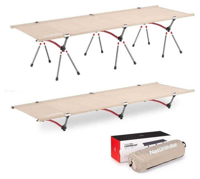 Ліжко складане Naturehike ультралегке NH19JJ006, алюміній, бежевий