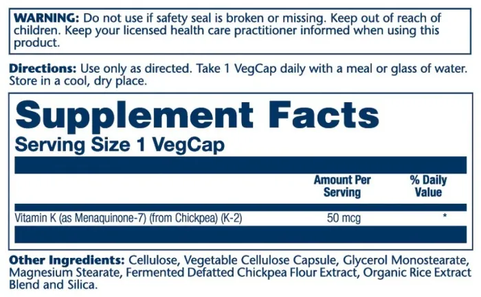 Vitamin K-2 MK-7 50mcg - 30 vcaps