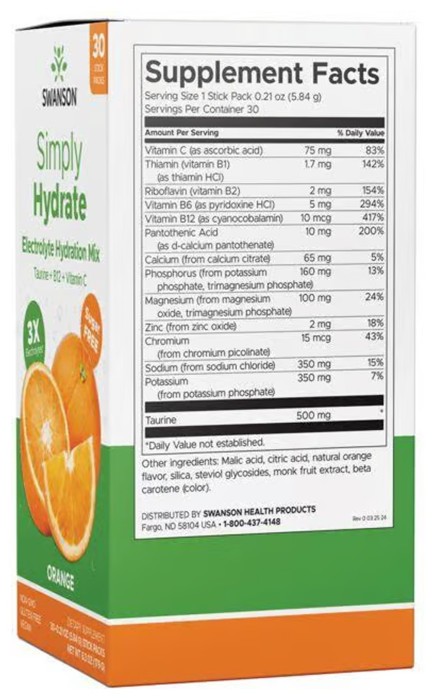 Simply Hydrate Electrolyte Hydration Mix - 30 packs Orange (До 08.26)