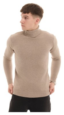 Чоловічий бежевий гольф Pobedov Neck. Гольф чоловічий осінь зима. Гольф бежевий з коміром