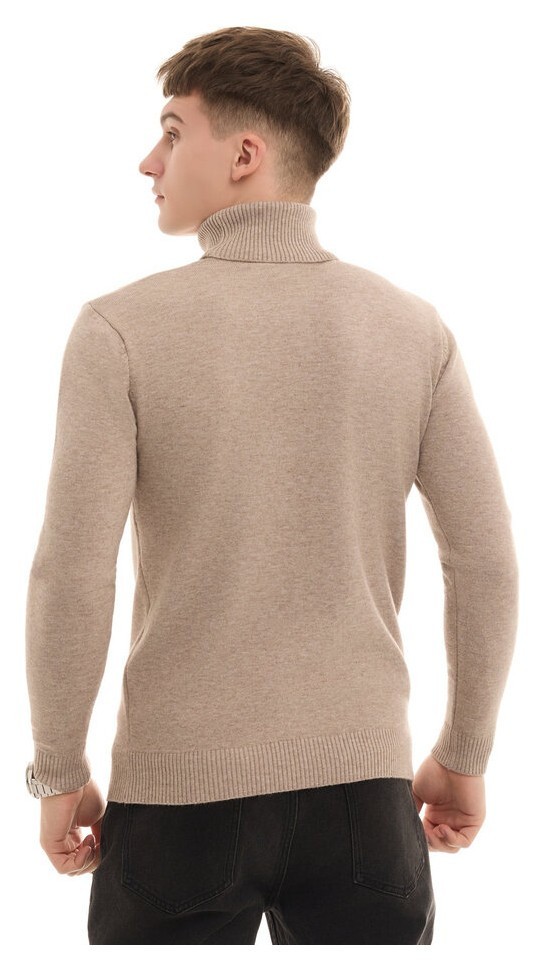 Чоловічий бежевий гольф Pobedov Neck. Гольф чоловічий осінь зима. Гольф бежевий з коміром, укр, укр