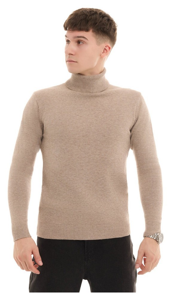 Чоловічий бежевий гольф Pobedov Neck. Гольф чоловічий осінь зима. Гольф бежевий з коміром, укр, укр