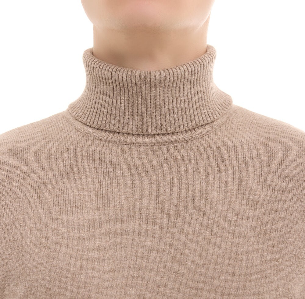 Чоловічий бежевий гольф Pobedov Neck. Гольф чоловічий осінь зима. Гольф бежевий з коміром, укр, укр