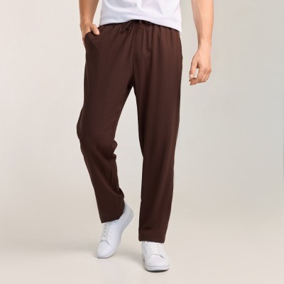 Чоловічі лляні штани вільного крою шоколадні Pobedov Chill