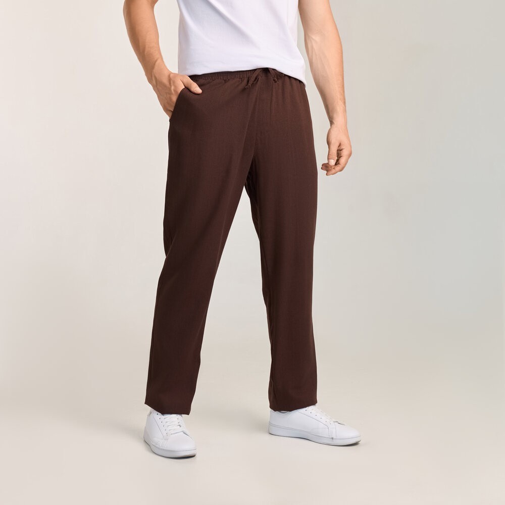 Чоловічі лляні штани вільного крою шоколадні Pobedov Chill, укр, укр