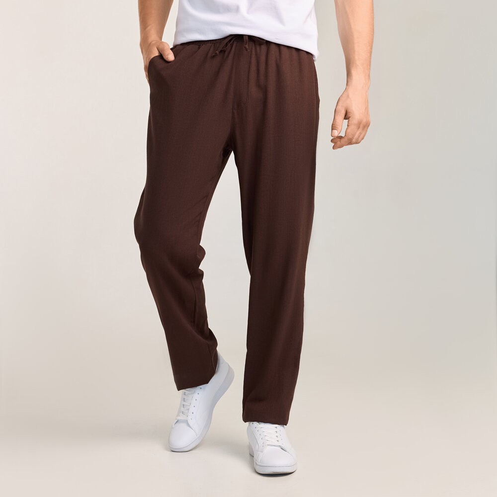Чоловічі лляні штани вільного крою шоколадні Pobedov Chill, укр, укр