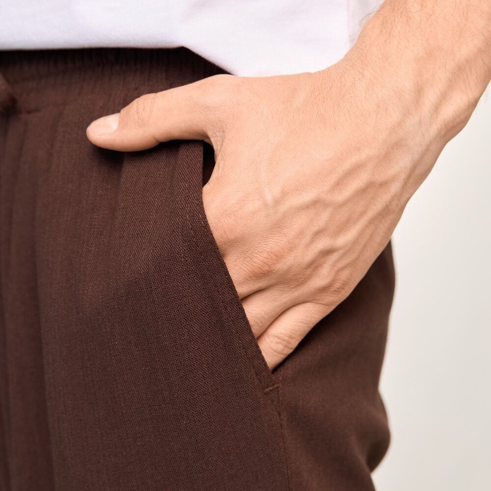 Чоловічі лляні штани вільного крою шоколадні Pobedov Chill, укр, укр