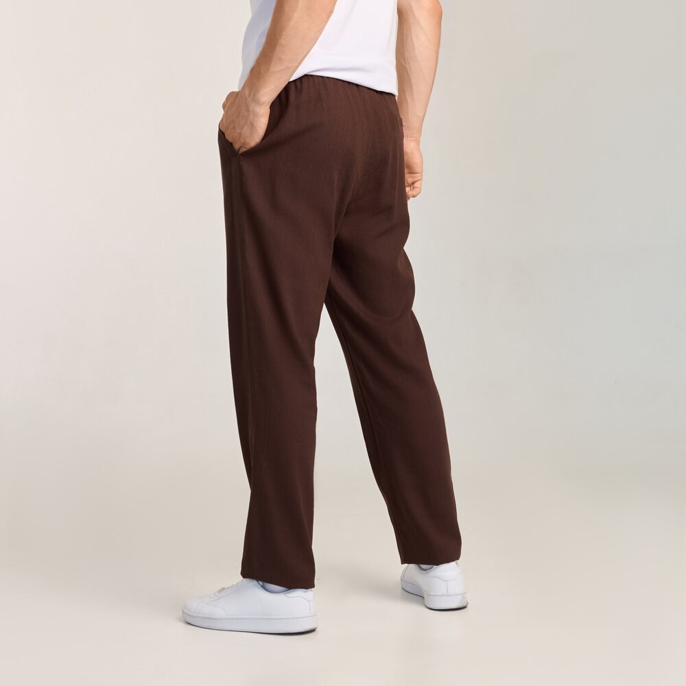 Чоловічі лляні штани вільного крою шоколадні Pobedov Chill, укр, укр