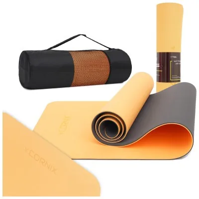 Коврики спортивные Cornix TPE 183 x 61 x 0.6 см для йоги и фитнеса XR-0001 Orange/Black